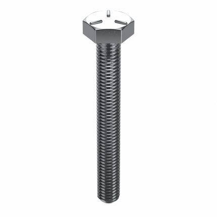 Hex Head Cap Screw: Steel, Grade 5, Chrome Plated, 1/4"-20, Coarse, 2 in lg, Globally Sourced, 5 PK