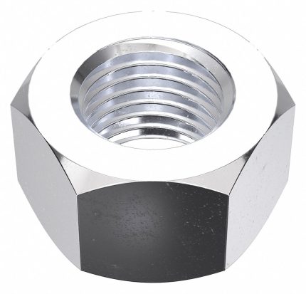 Hex Nut: 3/8"-24 Thread, 9/16 in Hex Wd, 21/64 in Hex Ht, Steel, Grade 2, Chrome Plated, 50 PK