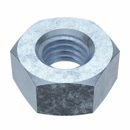 Hex Nut: 1/4"-28 Thread, 7/16 in Hex Wd, 7/32 in Hex Ht, Steel, Grade 2, Zinc Plated, 100 PK
