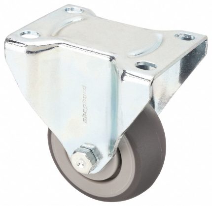 APPROVED VENDOR Plate Caster: Rigid, Rubber, 4 in Wheel Dia, 1 1/4 in Wheel Wd, 5 1/4 in Mounting Ht
