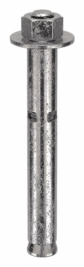 RED HEAD Sleeve Anchor: 4 in Overall Lg, 1/2 in Dia, 3/8"-16 Thread Size, Stainless Steel, 25 PK