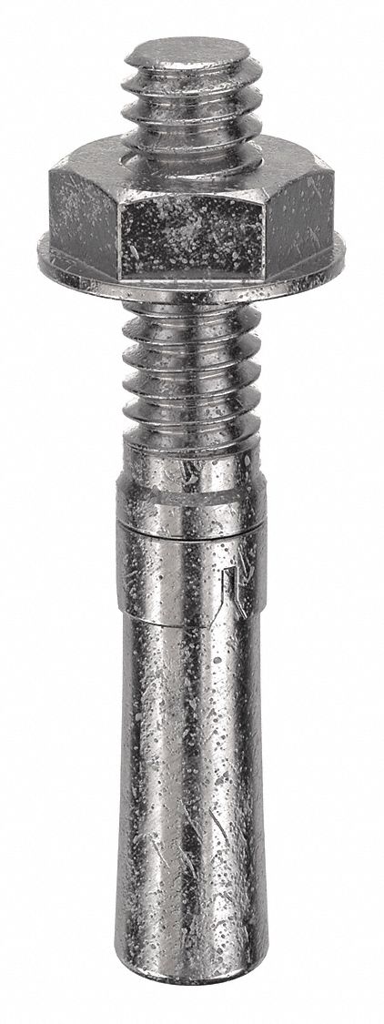 RED HEAD Wedge Anchor: 1 3/4 in Overall Lg, 1/4 in Dia, 1/4"-20 Thread Size, Stainless Steel, 100 PK