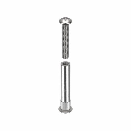 Architectural Sex Bolt: 1/4"-20 Thread Size, 3/8 in Brl Dia, 2 1/16 in Brl Lg, 316 Stainless Steel