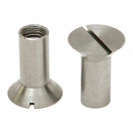 Barrel Bolt: 5/16"-18 Thread Size, 1 in Brl Lg, 7/16 in Brl Dia, 18-8 Stainless Steel, Plain, 5 PK
