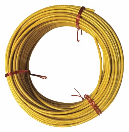 DAYTON Wire Rope: Polypropylene, Galvanized Steel, 7 x 7, 340 lb Working Load Limit, Yellow