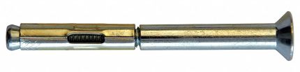 MKT FASTENING Sleeve Anchor: 6 in Overall Lg, 3/8 in Dia, 5/16"-18 Thread Size, Steel, Flat, 10 PK