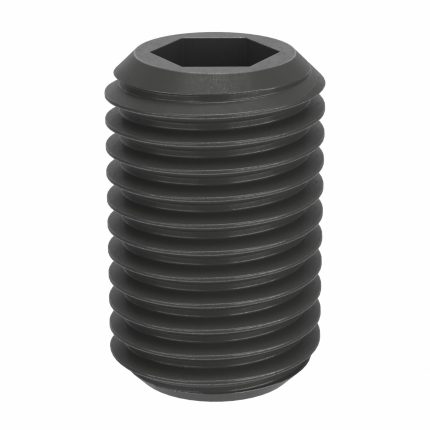 Socket Set Screw: M16x2 Thread Size, 25 mm Overall Lg, Flat pt, Steel, Black Oxide, Socket, 25 PK