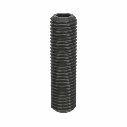 Socket Set Screw: M16x2 Thread Size, 60 mm Overall Lg, Flat pt, Steel, Black Oxide, Socket, 10 PK
