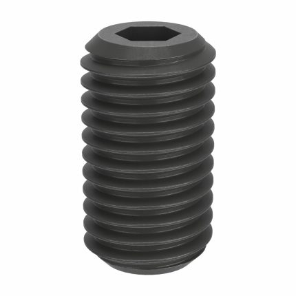 Socket Set Screw: M14x2 Thread Size, 25 mm Overall Lg, Cup pt, Steel, Black Oxide, Socket, 25 PK