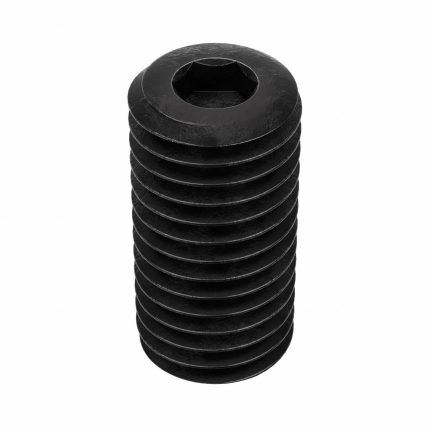 Socket Set Screw: M14x2 Thread Size, 30 mm Overall Lg, Cup pt, Steel, Black Oxide, Socket, 25 PK