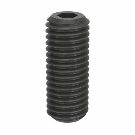 Socket Set Screw: M14x2 Thread Size, 35 mm Overall Lg, Cup pt, Steel, Black Oxide, Socket, 25 PK
