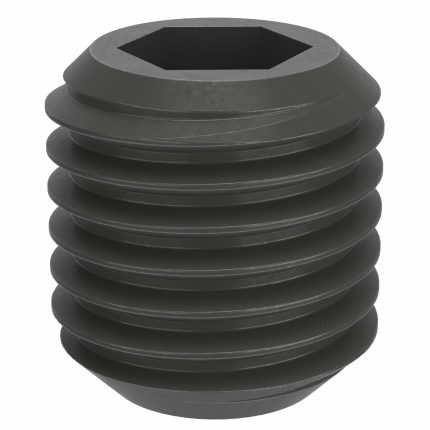 Socket Set Screw: M24x3 Thread Size, 25 mm Overall Lg, Cup pt, Steel, Black Oxide, Socket, 5 PK