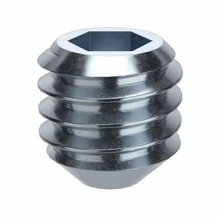 Socket Set Screw: M4x0.7 Thread Size, 4 mm Overall Lg, Cup pt, Alloy Steel, Zinc Plated, 100 PK