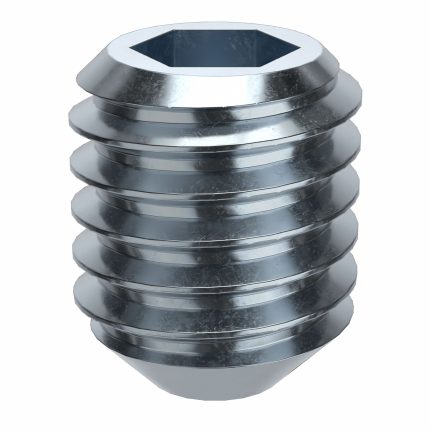 Socket Set Screw: M5x0.8 Thread Size, 6 mm Overall Lg, Cup pt, Alloy Steel, Zinc Plated, 100 PK