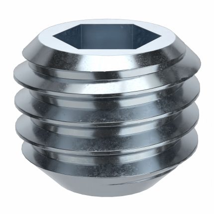 Socket Set Screw: M10x1.5 Thread Size, 8 mm Overall Lg, Cup pt, Alloy Steel, Zinc Plated, 50 PK