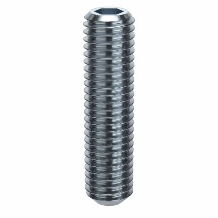 Socket Set Screw: M10x1.5 Thread Size, 40 mm Overall Lg, Cup pt, Alloy Steel, Zinc Plated, 50 PK