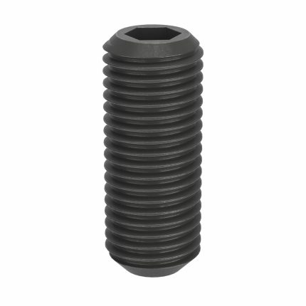 Socket Set Screw: M8x1 Thread Size, 20 mm Overall Lg, Cup pt, Steel, Black Oxide, Socket, 100 PK