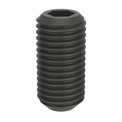 Socket Set Screw: M10x1.25 Thread Size, 20 mm Overall Lg, Cup pt, Steel, Black Oxide, Socket, 50 PK