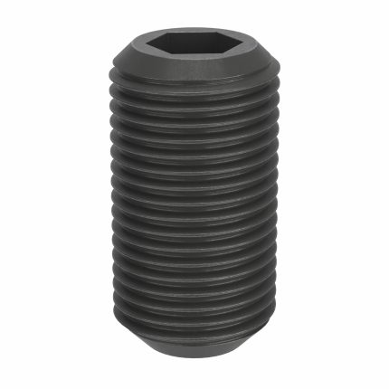 Socket Set Screw: M16x1.5 Thread Size, 30 mm Overall Lg, Cup pt, Steel, Black Oxide, Socket, 25 PK