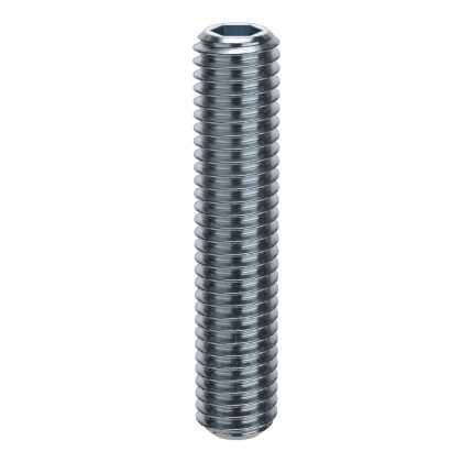 Socket Set Screw: M5x0.8 Thread Size, 25 mm Overall Lg, Flat pt, Alloy Steel, Zinc Plated, 100 PK