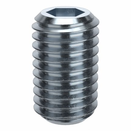 Socket Set Screw: M12x1.75 Thread Size, 20 mm Overall Lg, Flat pt, Alloy Steel, Zinc Plated, 50 PK