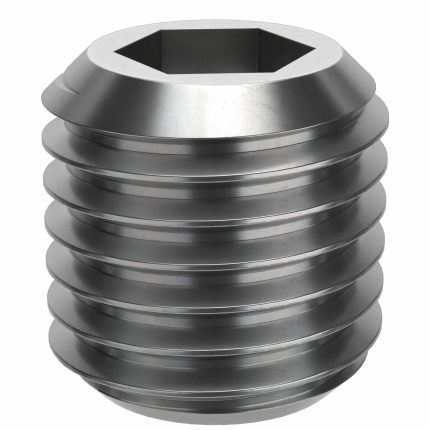 Socket Set Screw: M20x2.5 Thread Size, 20 mm Overall Lg, Flat pt, Stainless Steel, Plain, 10 PK