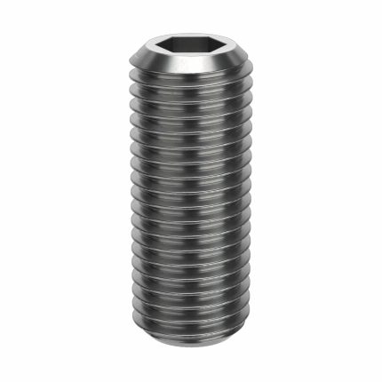 Socket Set Screw: M20x2.5 Thread Size, 50 mm Overall Lg, Flat pt, Stainless Steel, Plain, 5 PK
