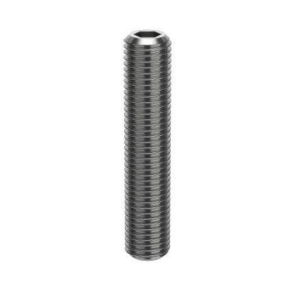 Socket Set Screw: M20x2.5 Thread Size, 100 mm Overall Lg, Flat pt, Stainless Steel, Plain, 5 PK