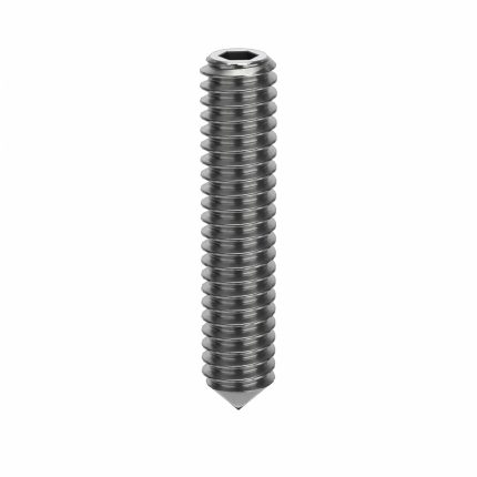 Socket Set Screw: M2x0.4 Thread Size, 10 mm Overall Lg, Cone pt, Stainless Steel, Plain, 100 PK