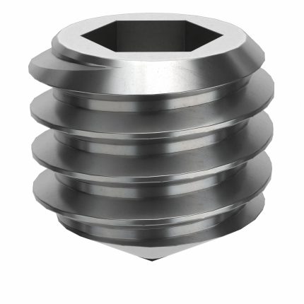 Socket Set Screw: M4x0.7 Thread Size, 4 mm Overall Lg, Cone pt, Stainless Steel, Plain, 100 PK