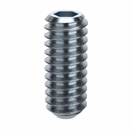 Socket Set Screw: 1/4"-20 Thread Size, 5/8 in Overall Lg, Flat pt, Alloy Steel, Zinc Plated, 100 PK