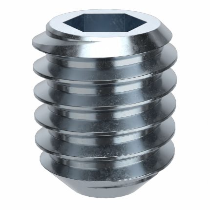 Socket Set Screw: 5/16"-18 Thread Size, 3/8 in Overall Lg, Flat pt, Alloy Steel, Zinc Plated, 100 PK