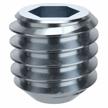 Socket Set Screw: 3/8"-16 Thread Size, 3/8 in Overall Lg, Flat pt, Alloy Steel, Zinc Plated, 100 PK