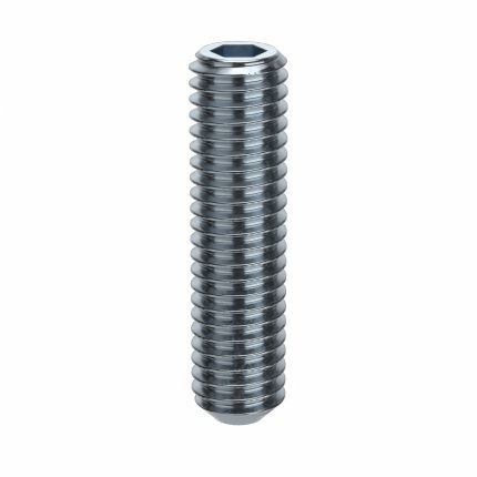 Socket Set Screw: 3/8"-16 Thread Size, 1 1/2 in Overall Lg, Flat pt, Alloy Steel, Zinc Plated, 50 PK