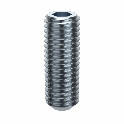 Socket Set Screw: 5/8"-11 Thread Size, 1 3/4 in Overall Lg, Flat pt, Alloy Steel, Zinc Plated, 10 PK