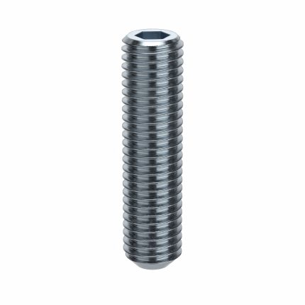 Socket Set Screw: 5/8"-11 Thread Size, 2 1/2 in Overall Lg, Flat pt, Alloy Steel, Zinc Plated, 10 PK
