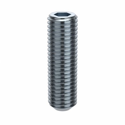 Socket Set Screw: 3/4"-10 Thread Size, 2 1/2 in Overall Lg, Flat pt, Alloy Steel, Zinc Plated, 5 PK