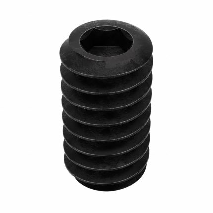 Socket Set Screw: #10-24 Thread Size, 3/8 in Overall Lg, Flat pt, Alloy Steel, Black Oxide, 100 PK