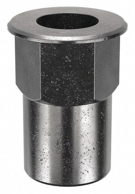 Rivet Nut: 5/16"-18 Thread Size, 7/8 in Overall Lg, 1/2 in Insert Dia, Hex, Steel, Steel, 25 PK