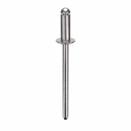 Blind Rivet,1 7/16 in L,1/8 in dia,PK500: Inch, 1 7/16 in Overall Lg, 11/32 in Body Lg, Dome, 500 PK