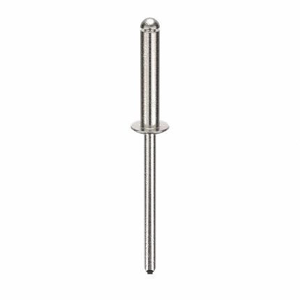 Blind Rivet,2 in L,0.156 in dia,PK500: Inch, 2 in Overall Lg, 25/32 in Body Lg, Dome, Plain, 500 PK