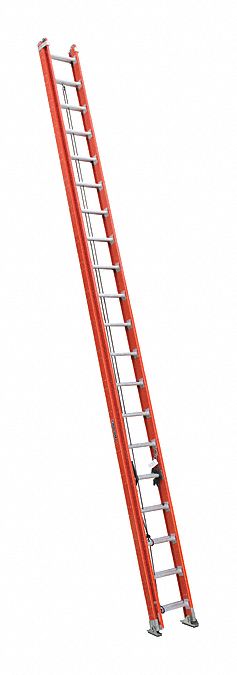 LOUISVILLE LADDER Extension Ladder: 40 ft Ladder Size, Fiberglass, 300 lb Load Capacity, 97 lb Wt