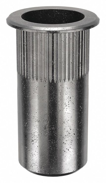 Rivet Nut: M12-1.75 Thread Size, 38 mm Overall Lg, 17.4 mm Insert Dia, Round, Steel, Steel, 10 PK