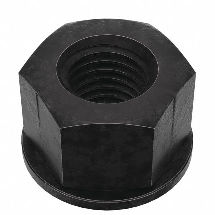 Lock Nut: Heavy Hex with Washer, 3/4"-10 Thread Size, Steel, Grade 8, Black Oxide, 20 PK