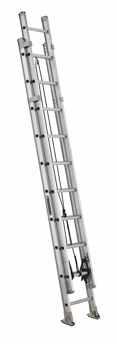 LOUISVILLE LADDER Extension Ladder: 20 ft Ladder Size, Aluminum, 375 lb Load Capacity, 45 lb Wt
