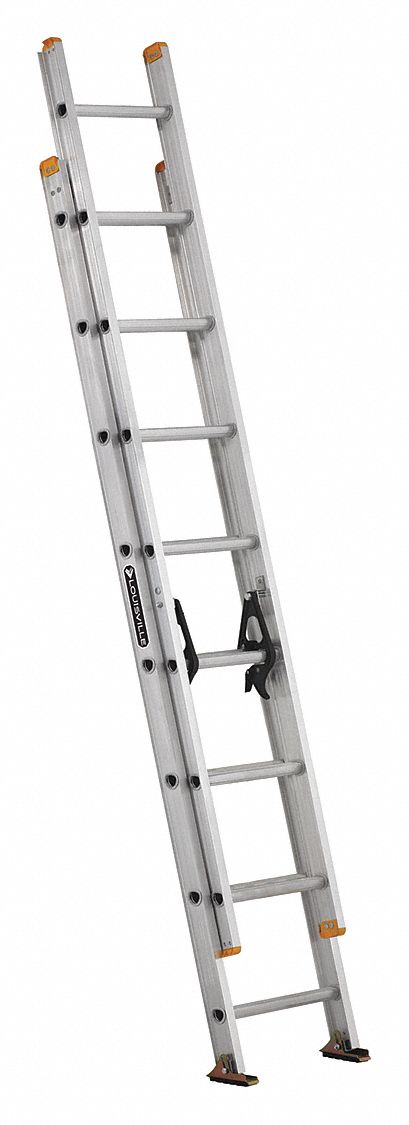 LOUISVILLE LADDER Extension Ladder: 16 ft Ladder Size, Aluminum, 250 lb Load Capacity, 65 lb Wt