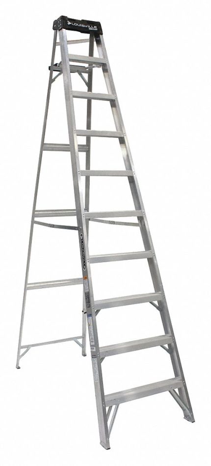 LOUISVILLE Stepladder: 10 ft Ladder Size, Aluminum, 300 lb Load Capacity, 29 lb Wt
