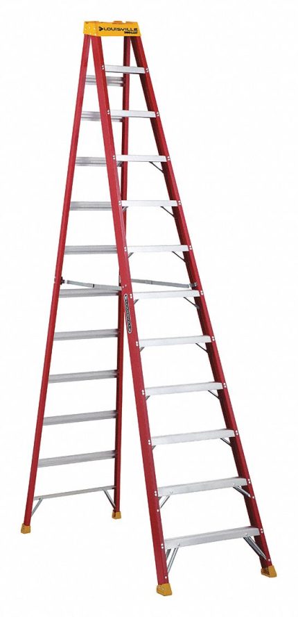 LOUISVILLE Stepladder: 12 ft Ladder Size, Fiberglass, 300 lb Load Capacity, 47 lb Wt