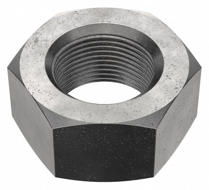 Hex Nut: M48-3.00 Thread, 75 mm Hex Wd, 38 mm Hex Ht, Steel, Class 8, Black Oxide