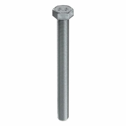 Hex Head Cap Screw: Steel, Class 8.8, Zinc Plated, M20-2.50, Coarse, 200 mm lg, Fully Threaded, 5 PK